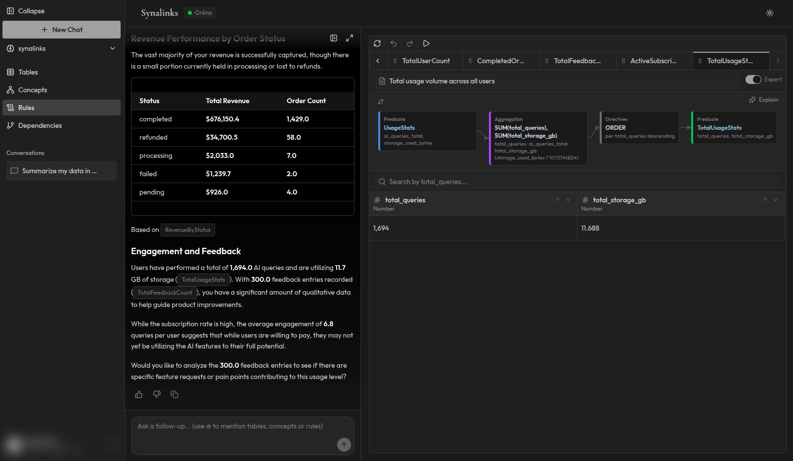 Synalinks problem description interface for defining domain rules and agent queries